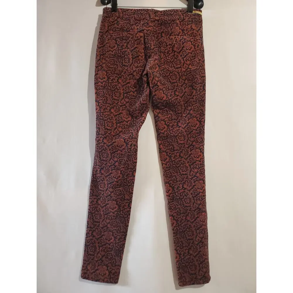 Pilcro and the Letterpress Serif Paisley Corduroy Hippie Pants Women's Size 26 - Picture 3 of 12